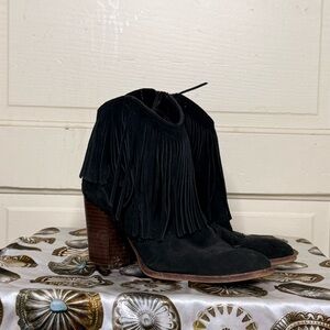 Sam Edelman Black Fringe Ankle Boots